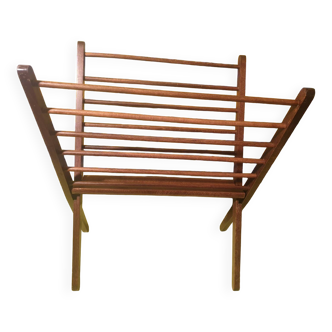 Porte-revue pliant scandinave en bois
