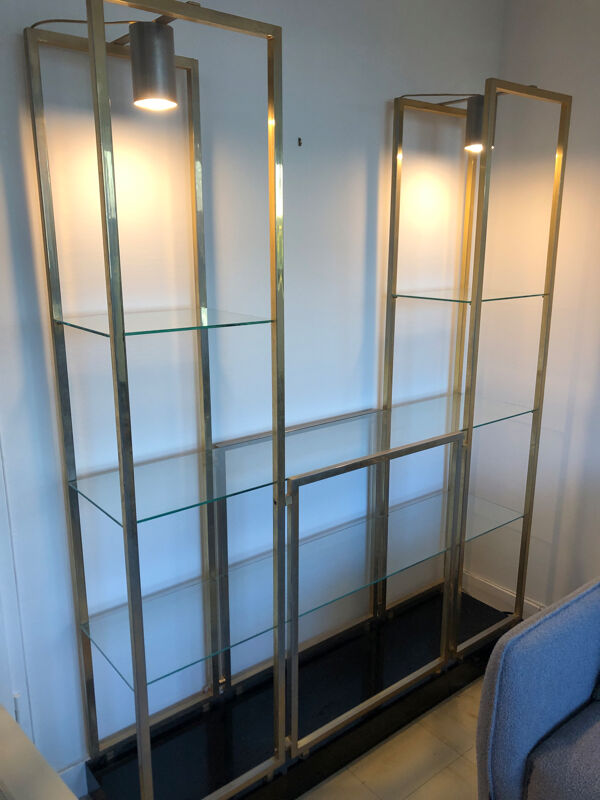 Grande bibliothèque / vitrine vintage années 70 Kim Moltzer