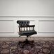 Chaise de bureau Chesterfield, chaise de capitaine, verte