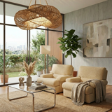 Danish Set of Armchairs Soft Cuschion Comfortable Wool Upholstery