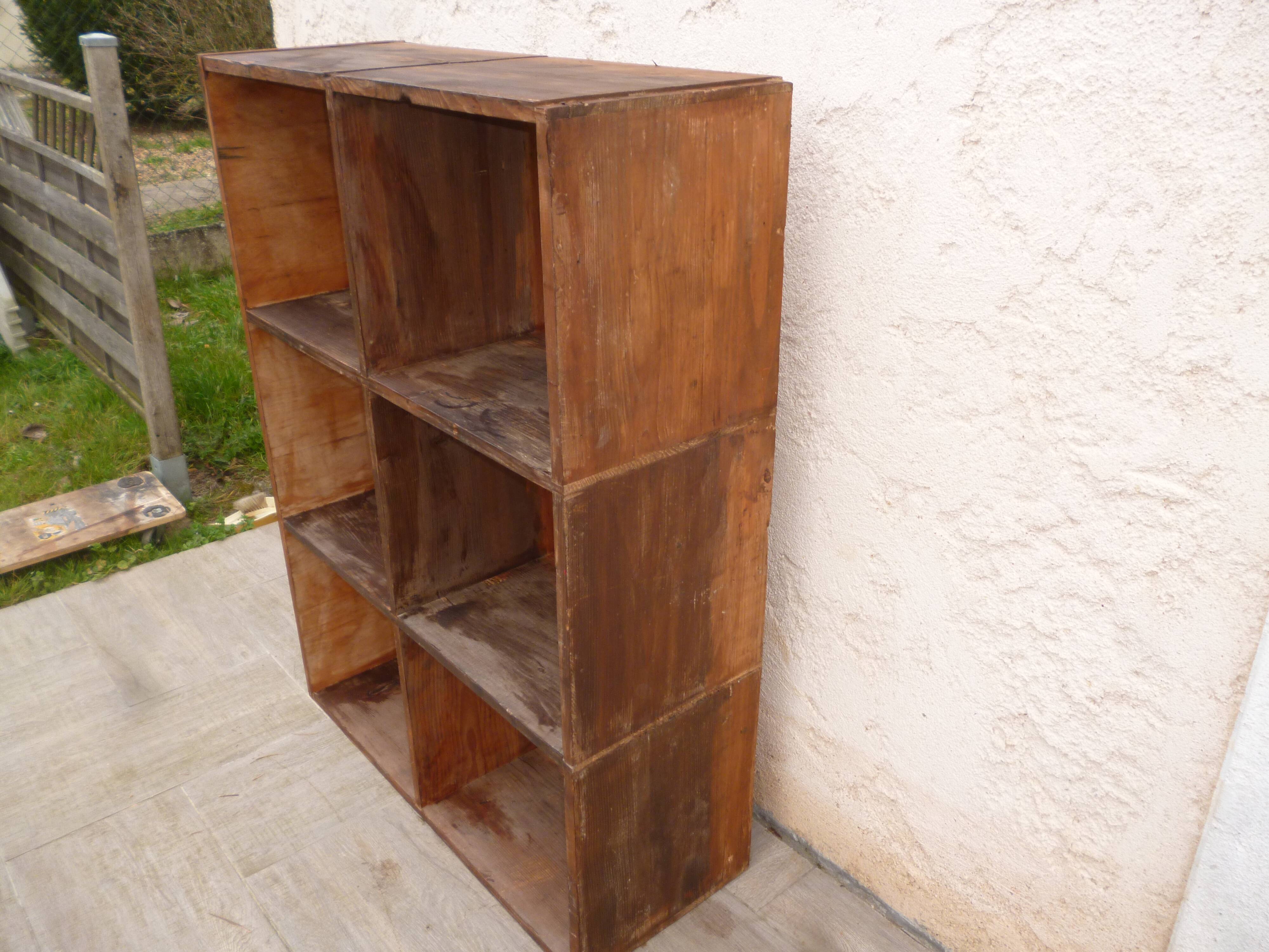 Shelves with vintage wooden lockers