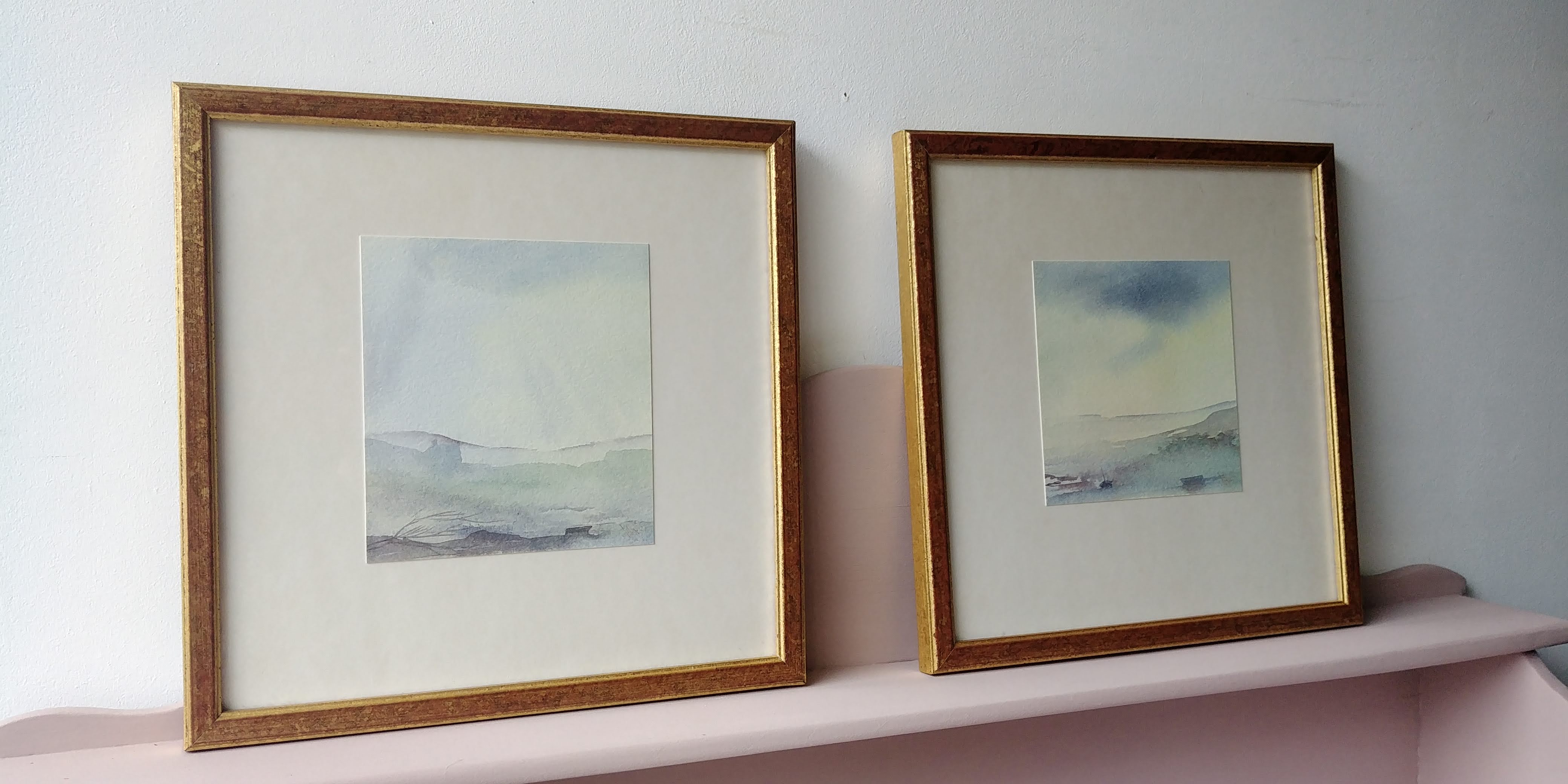 Paire d'aquarelles marines