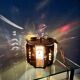 Vintage Brass Pendant Lamp Iridescent Murano Glass