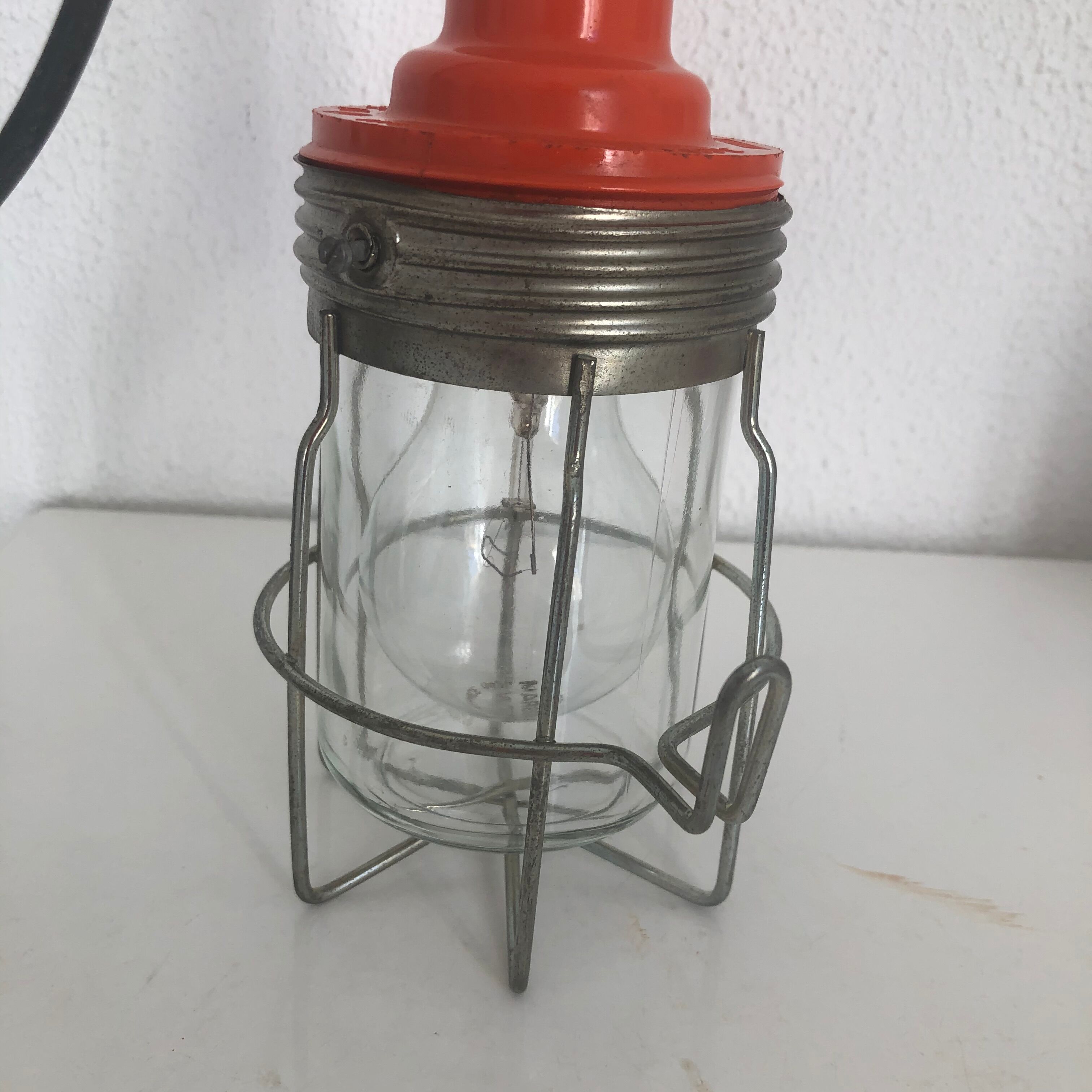 Vintage orange bakelite glass lamp - 25 cm