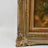 Tableau peinture du xixe "bouquet de roses"