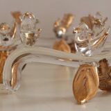 Glass knife rest with bird and golden leaf (set of 6)