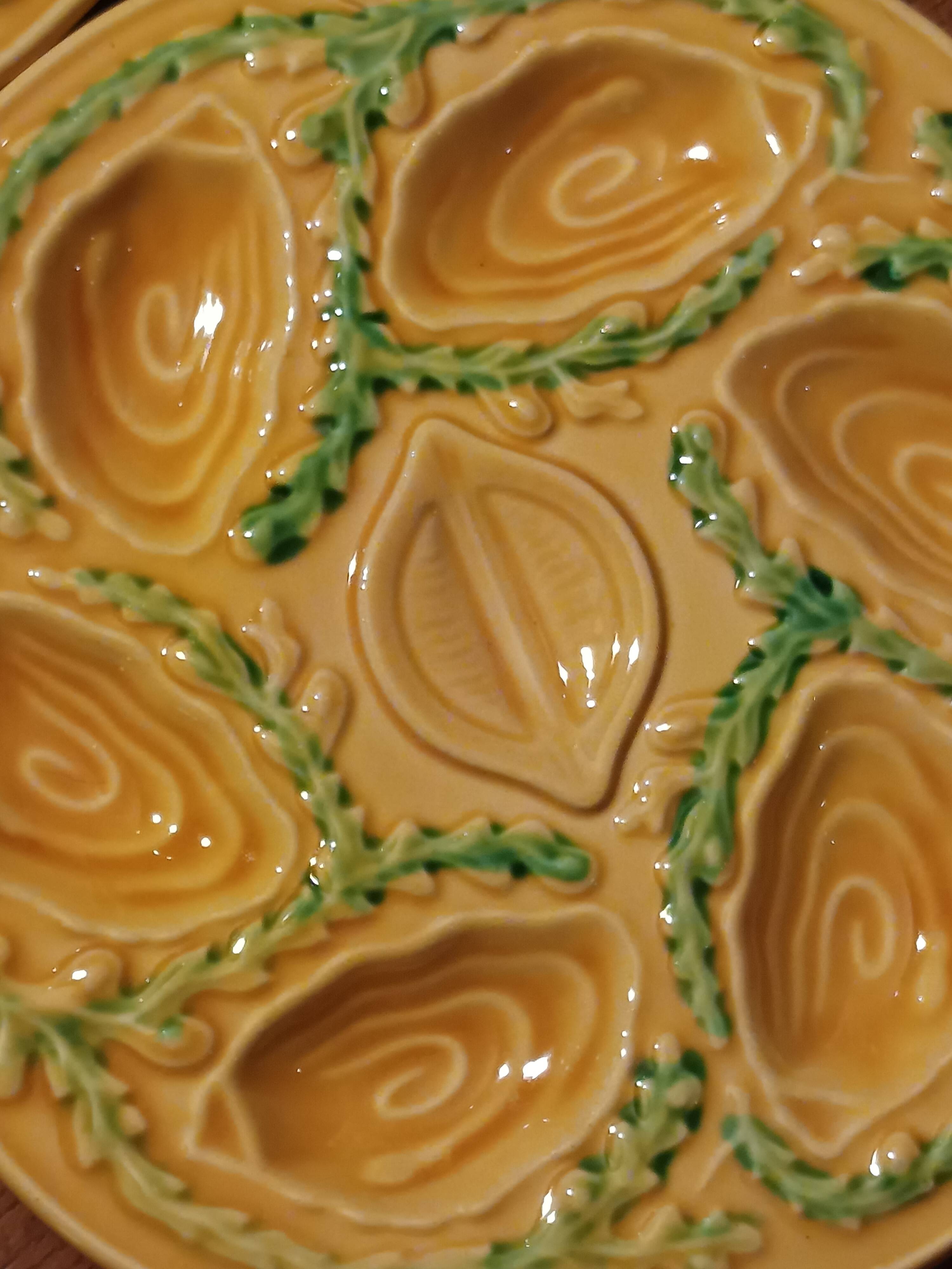 6 vintage majolica oyster plates, Arfilox, 1970