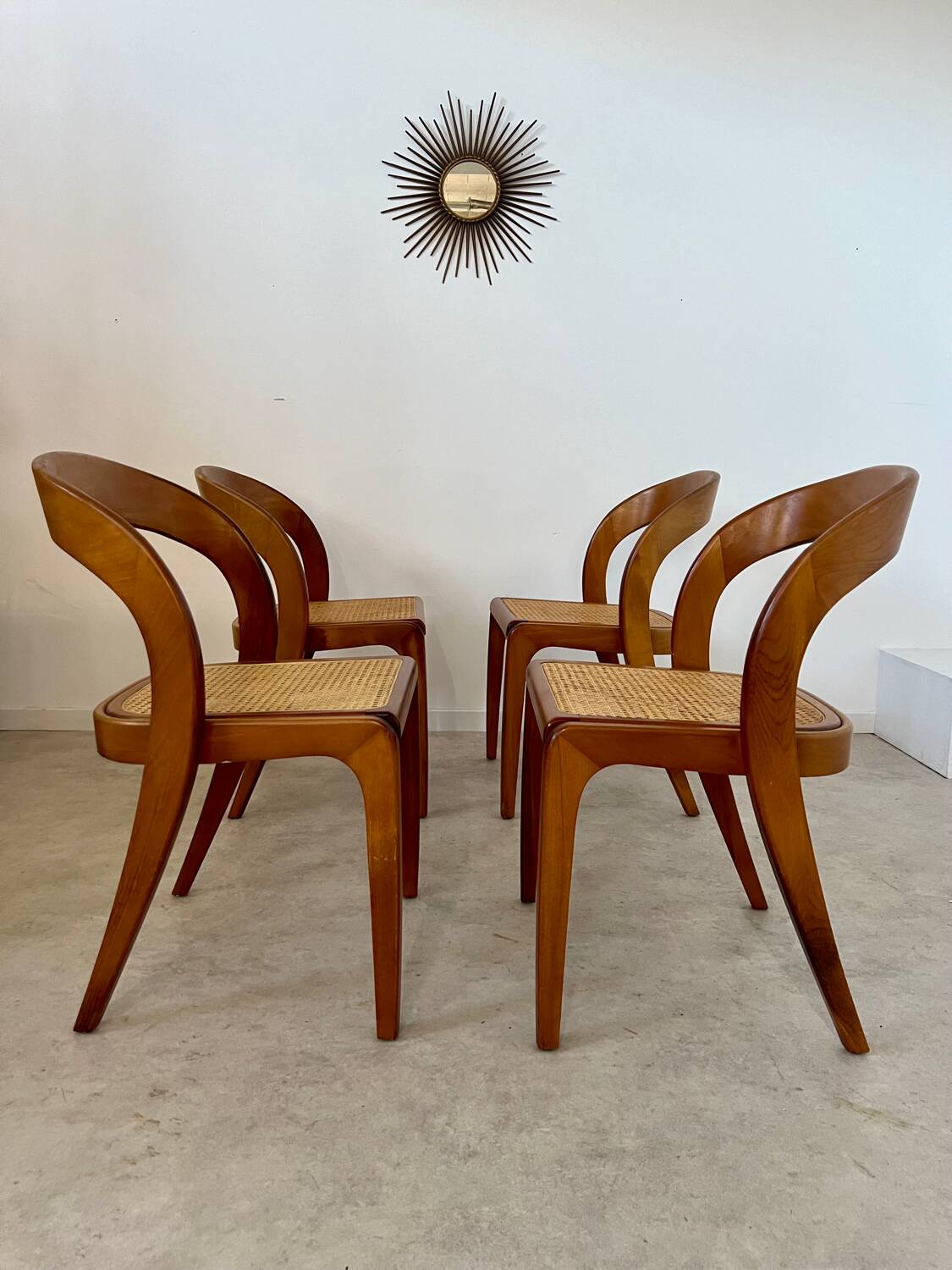 Set of 4 bentwood chairs Baumann design gondola cannage model 60s vintage