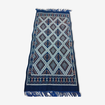 Tapis berbère bleu en pure laine 95x200cm