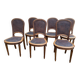 6 Louis XVI style chairs in solid beech and Cordovan leather, 1900