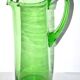 Pichet à orangeade vintage en verre uranifère soufflé vert dichroïque - Broc ouraline