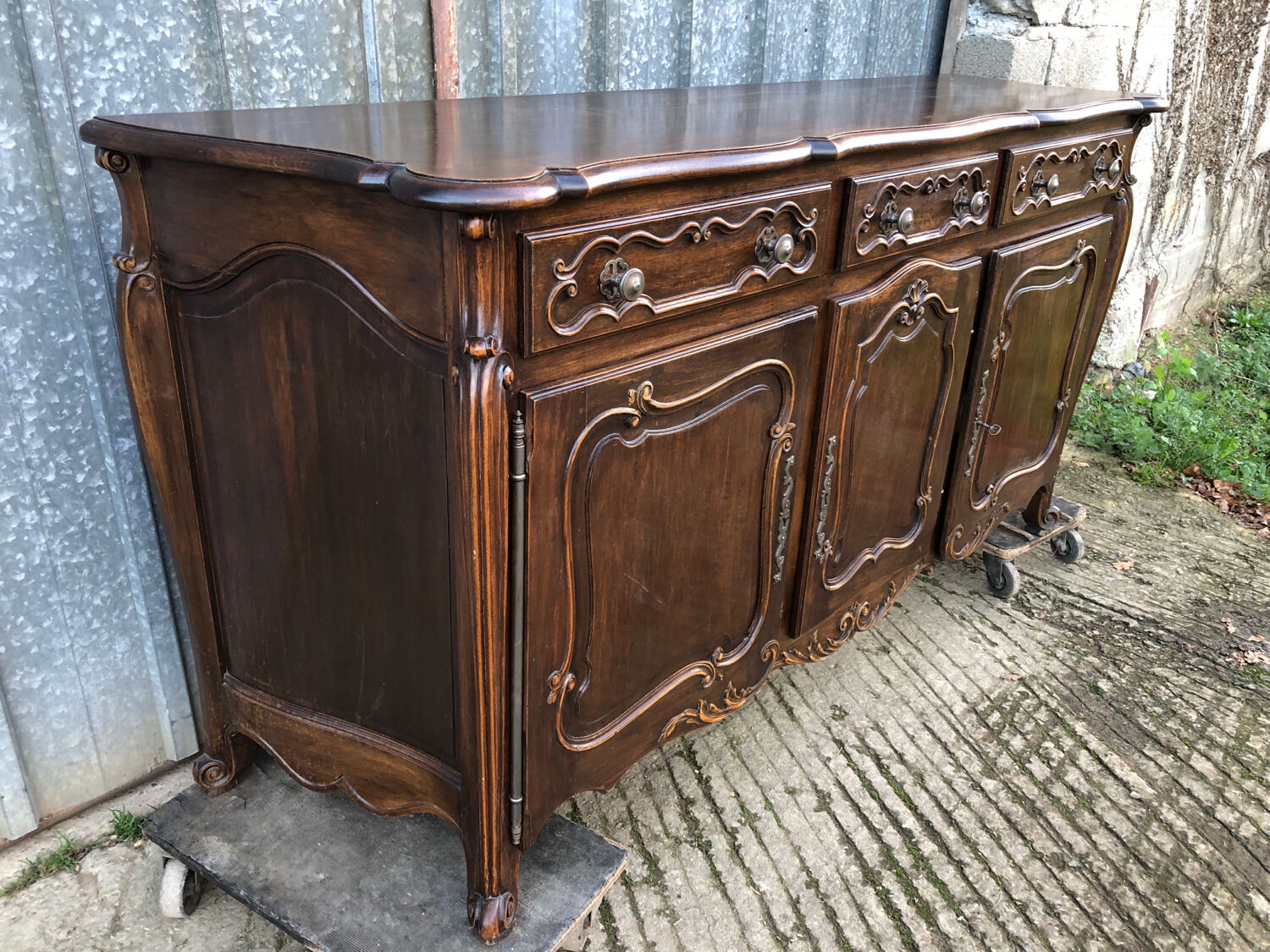 Louis XV style sideboard in solid walnut