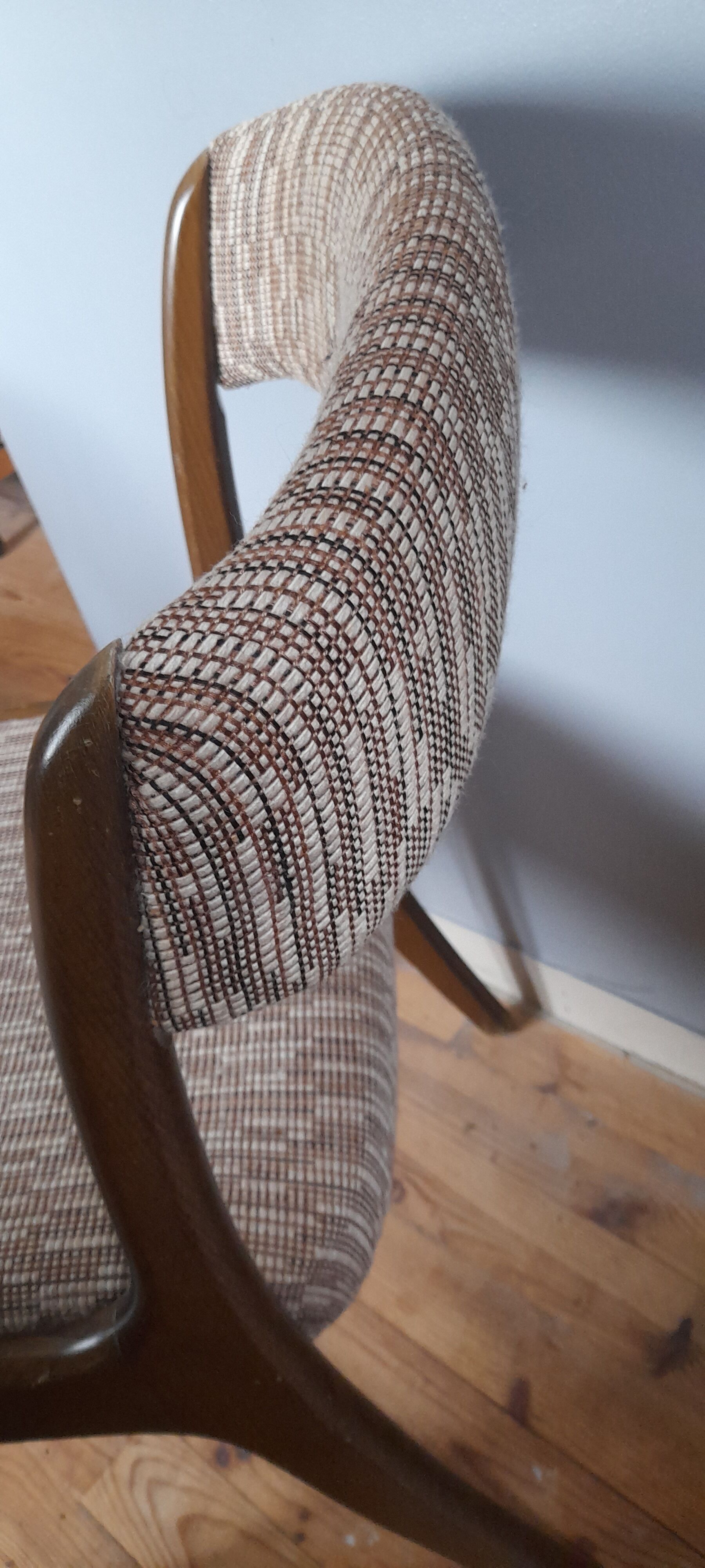 Sled chair by Self - NF14, solid wood and wool fabric, vintage 1960's
