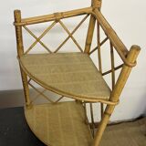 Vintage rattan corner shelf to hang