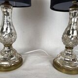 Paire de lampes à poser en cristal églomisé