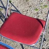 Set de 9 chaises pliantes  des années 70 tweed et métal chromé