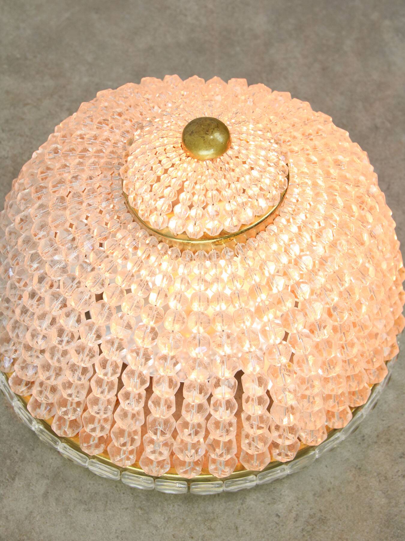 Mid-Century Czech Crystal and Brass Wall Lamp in Brass, 50s, set of 2