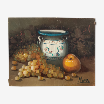 Still life pitcher grapes