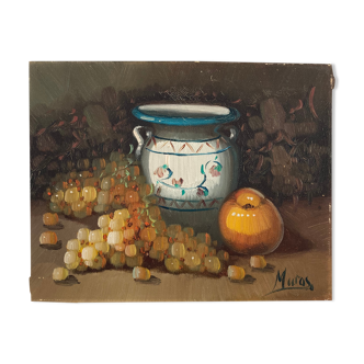Still life pitcher grapes