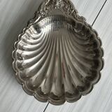 Large silver-plated metal dish, shell shape