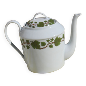 Théière porcelaine motif lierre,