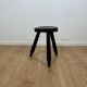 Small brutalist tripod stool in solid wood, 1960
