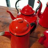 Set of 6 red glazed teapots