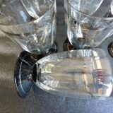 2 series of vintage glasses with black stems from the 1930s.