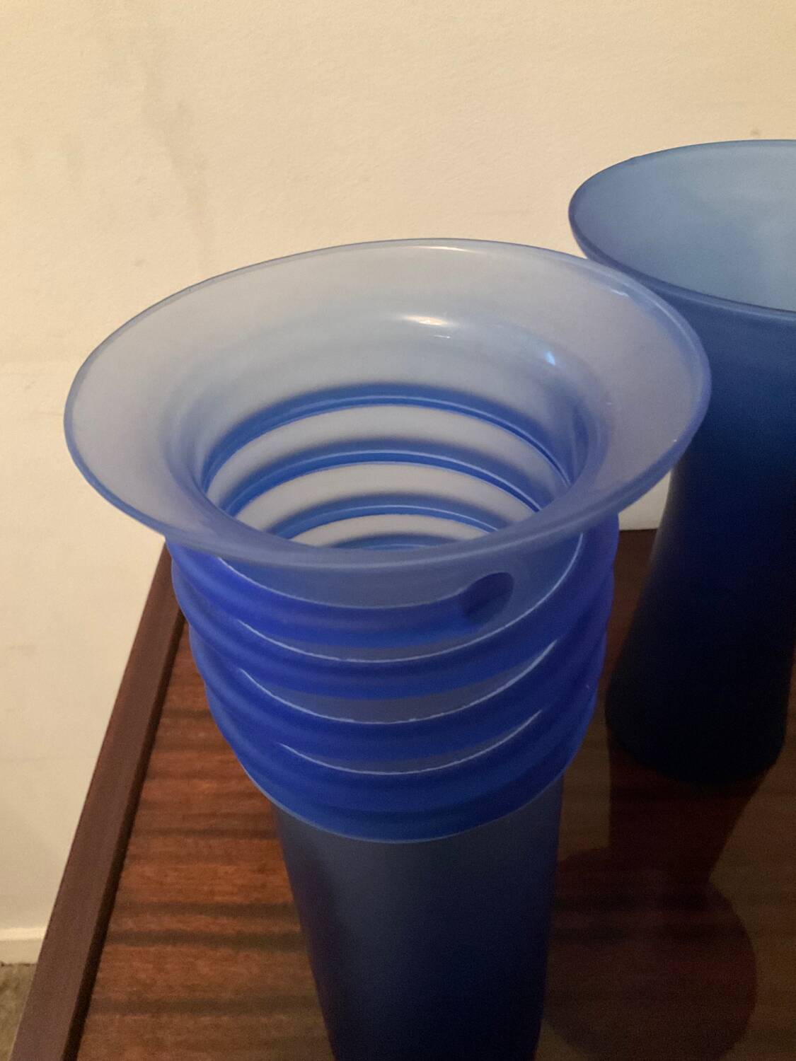 Trio of vintage glass paste vases from the 70s