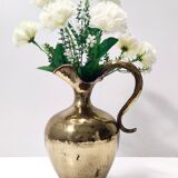 Vintage Embossed Copper and Brass Pitcher Vase by Egidio Casagrande, Italy