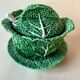 Vintage Bordallo Pinheiro green soup tureen in majolica – Cabbage model 70s
