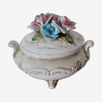 Soupière florale porcelaine italienne Capodimonte