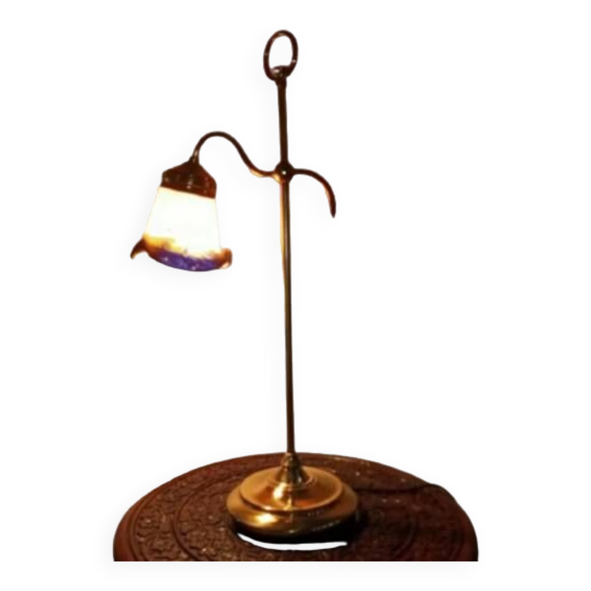 Italian Brass and Glass Table Lamp, Vintage Lighting, Mid Century Modern Decor,