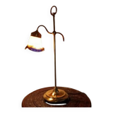 Italian Brass and Glass Table Lamp, Vintage Lighting, Mid Century Modern Decor,