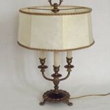 French Empire Style 3 Light Boulotte Table Lamp with Lion Feet and Shade