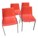 Set of 4 old red LAFA chairs L264