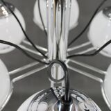 1970s Targetti Sankey Italian Chrome and Opaline Glass Chandelier