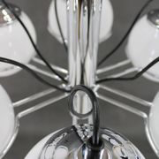 1970s Targetti Sankey Italian Chrome and Opaline Glass Chandelier