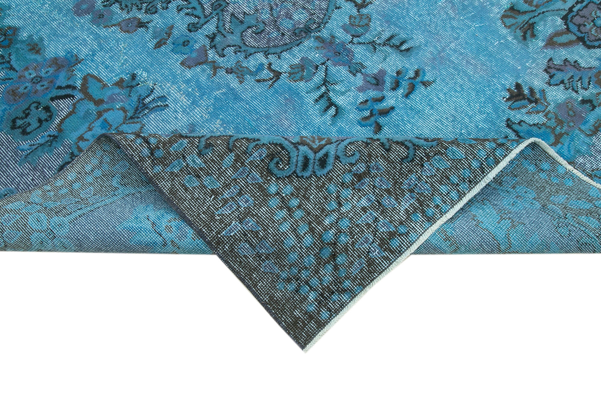 Handmade Bohemian Turkish 1970s 190 cm x 298 cm Blue Rug