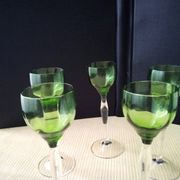 5 blown glass liqueur glasses