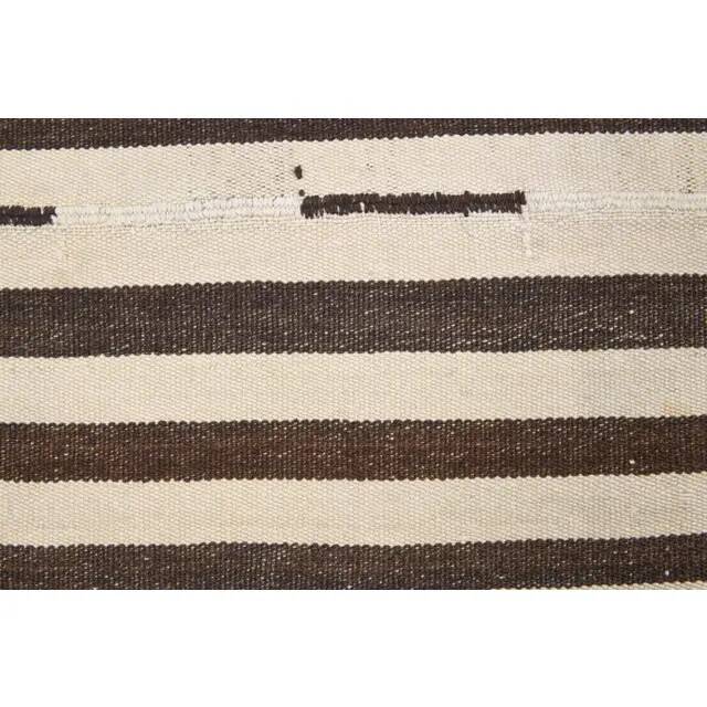 Vintage Turkish Hand-Knotted Wool Cotton Beige Kilim Area Rug 122x202