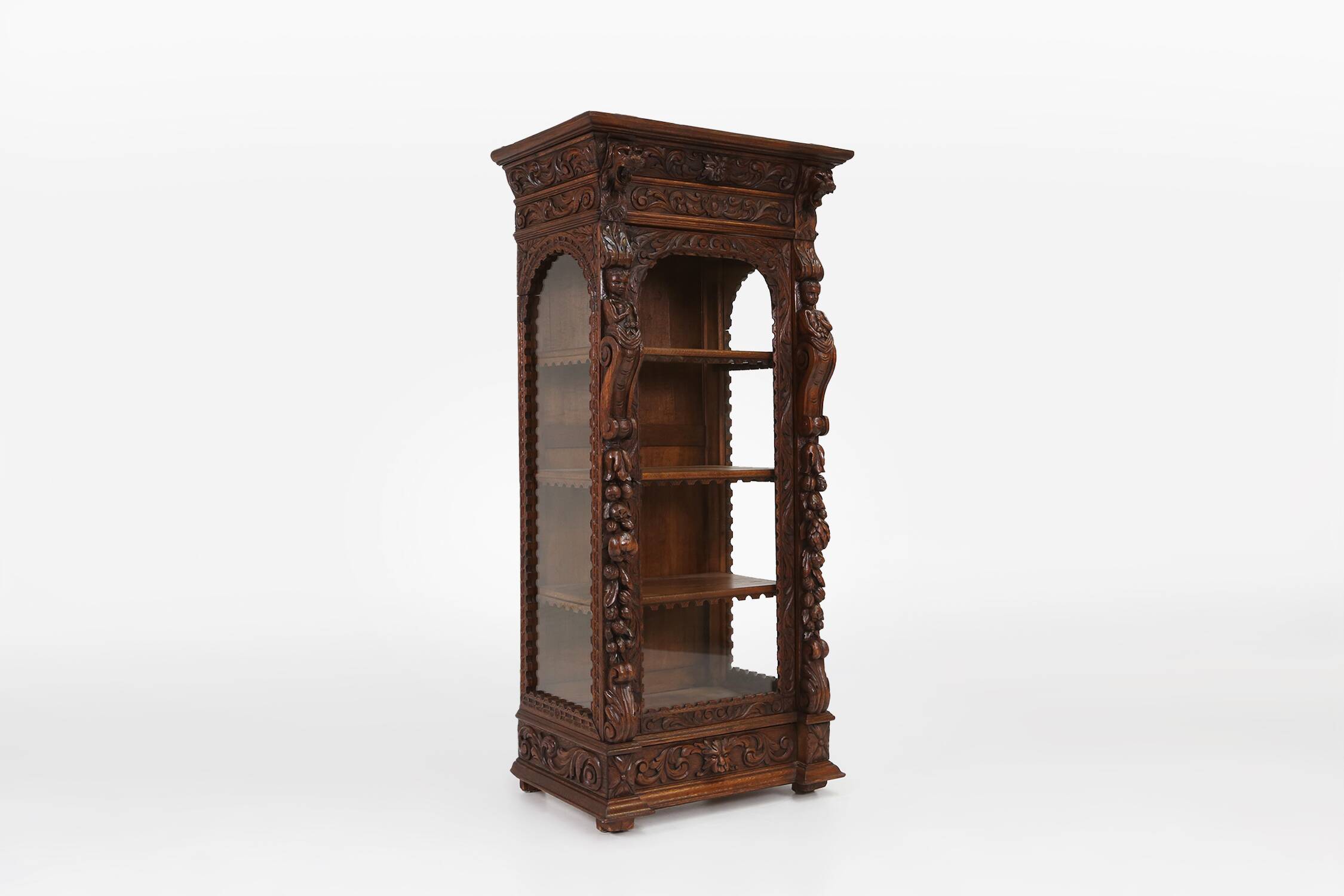 Baroque Style Display Case in Oak, Belgium, 1950s