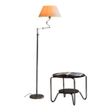 Czech Bauhaus Floor Lamp, Textile Lamp Shade, Chrom-Plated Steel, 1920s