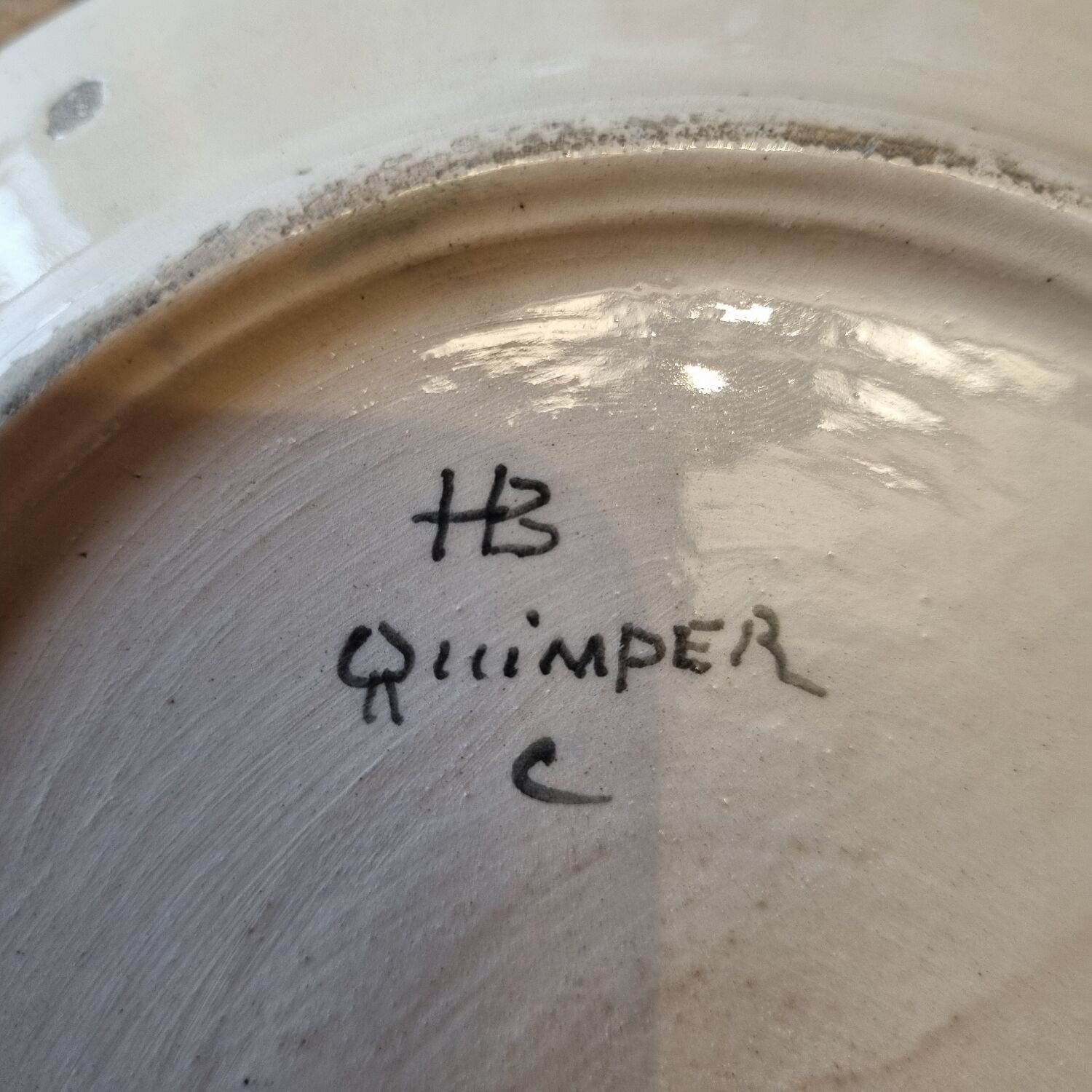 HB Henriot Quimper earthenware plates 1950 pointillism