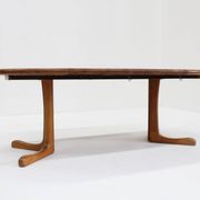 Vintage Danish round extendable dining table solid teak 1960s