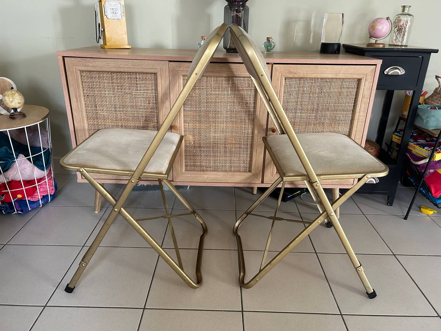 Set of 2 Vintage Folding Opera Chairs