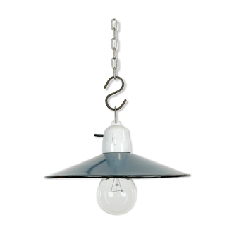 Industrial blue enamel pendant light, 1970s