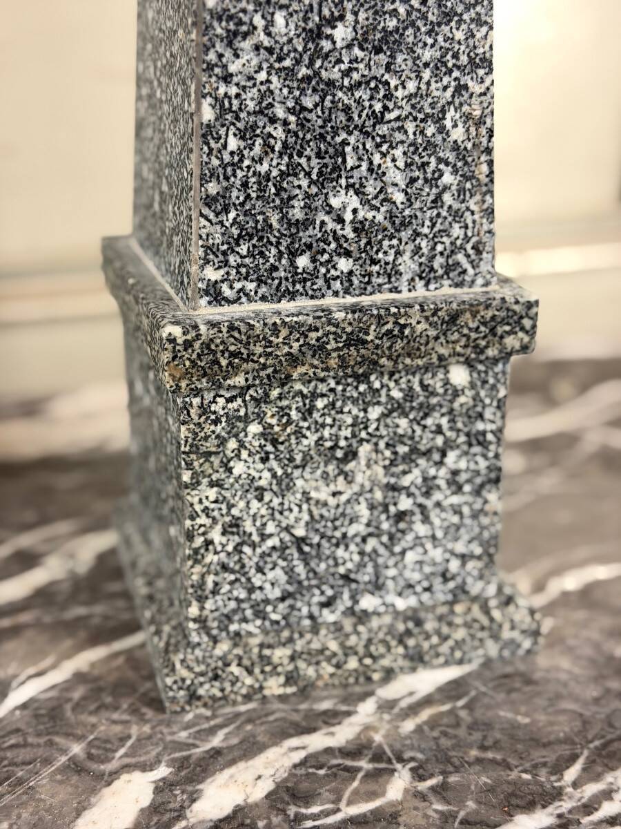 Pair of grey granite obelisks, circa 1980