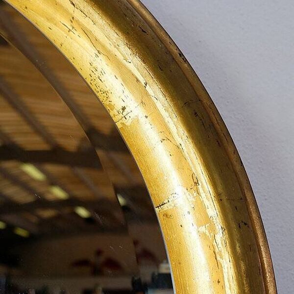 Miroir rond doré à la feuille, 1960