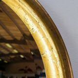 Large round wall light mirror gold leaf - 1960s - Ø66cm
